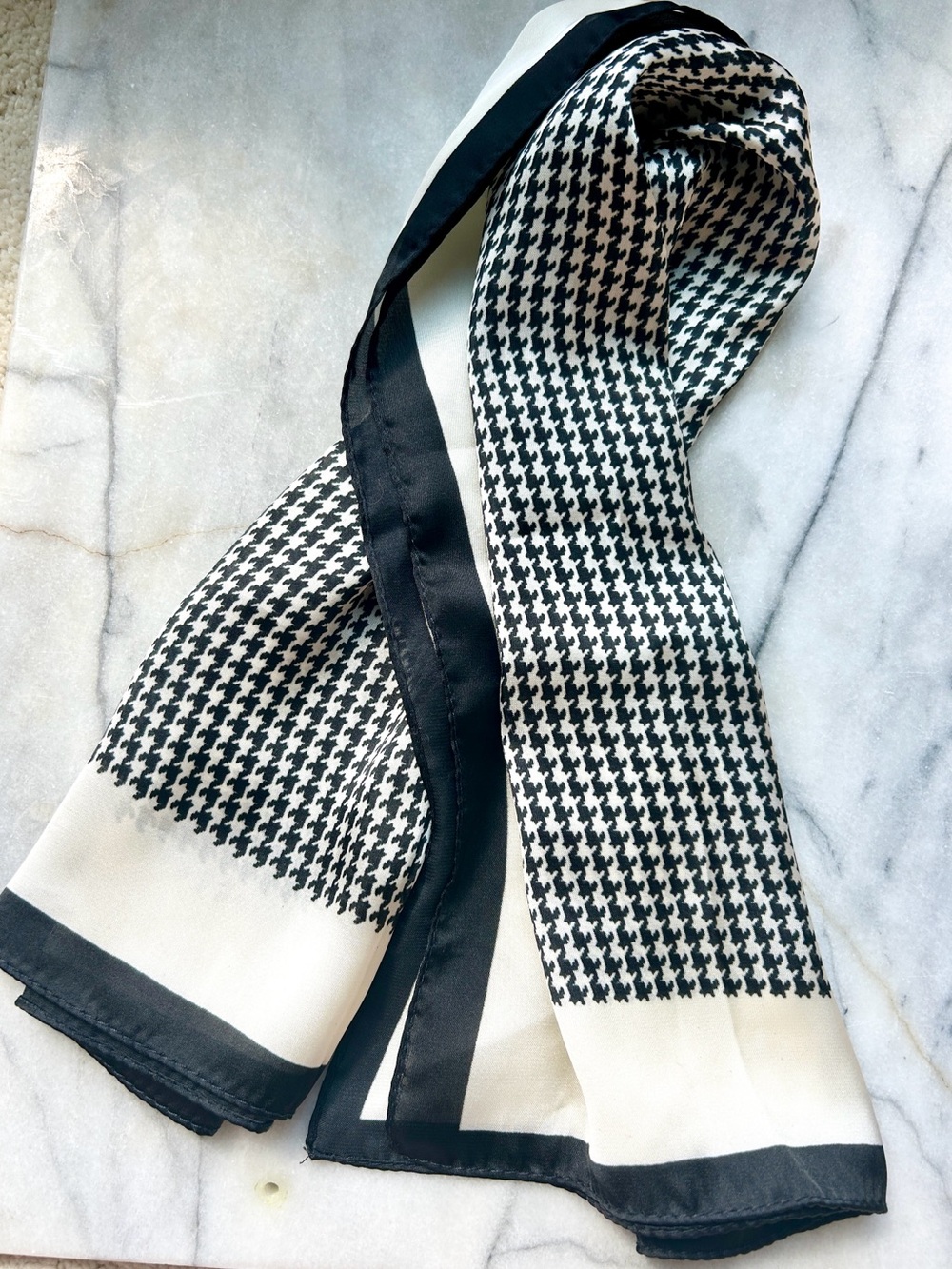 Black & White Houndstooth Women’s Neck Scarf - Classic Accessory 26”x26”